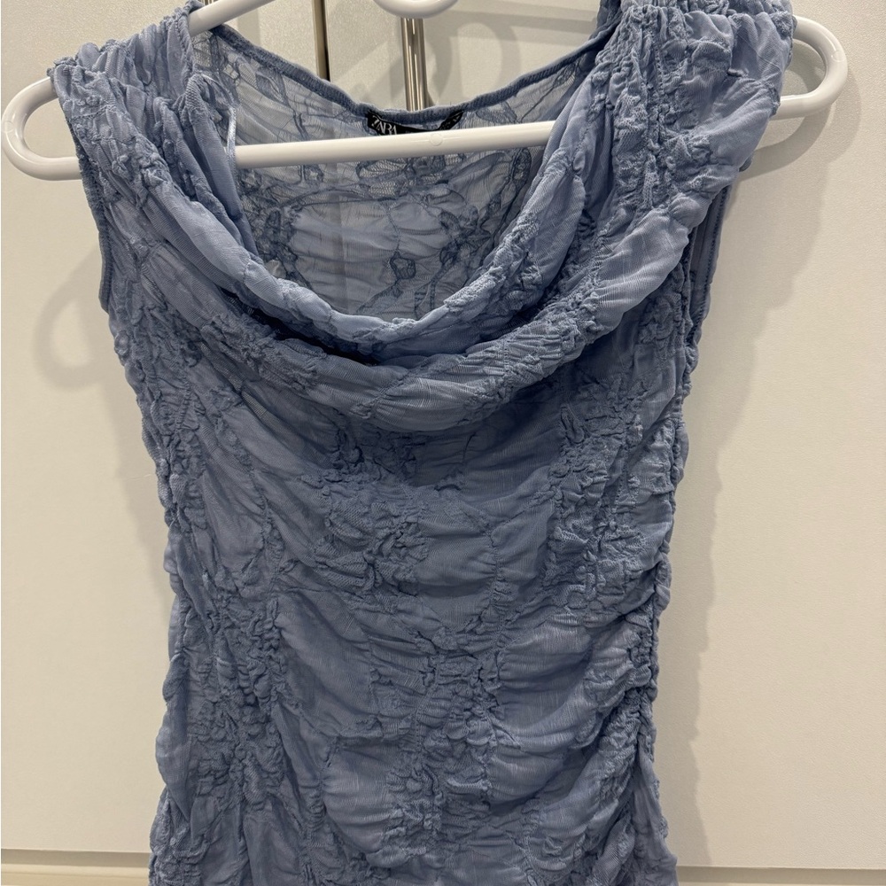 Zara Light Blue Lace Top